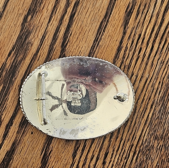 Massive Heavy Justin Mexico Silver Gold Western Belt Buckle - Picture 2 of 6